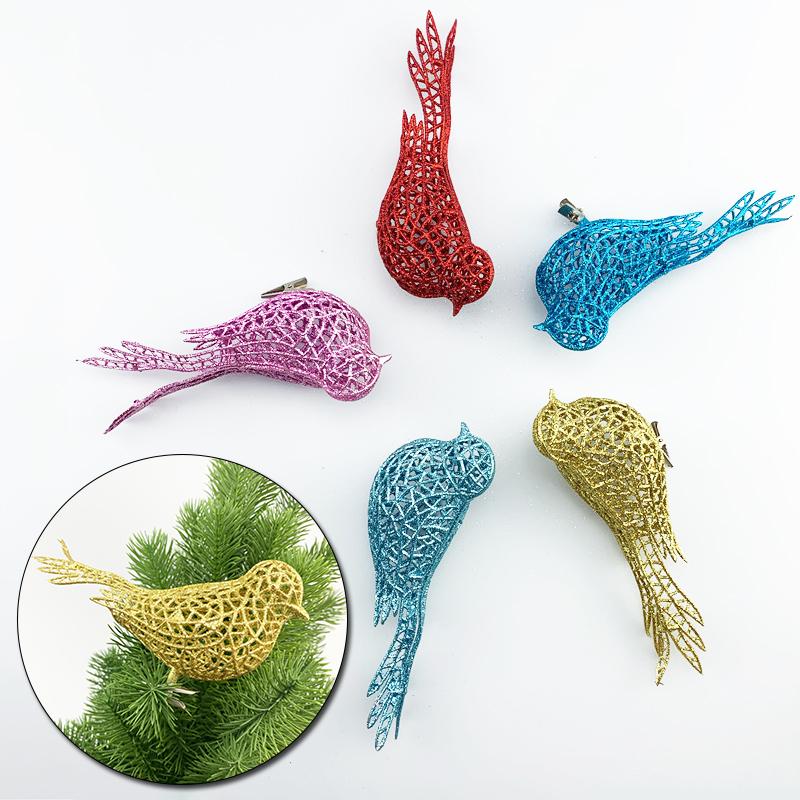 16cm Artificial Bird Christmas Tree Decorations Cute Glitter Bird Ornament Photography Props Home Decor Navidad 2025