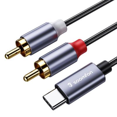 USB Type C To RCA Converter 3M SOOMFON Audio Cable with 2 RCA Jacks DAC Durable Nylon Compatible with Home Cable, - Type-C (Red/White), Chip, Y-Type