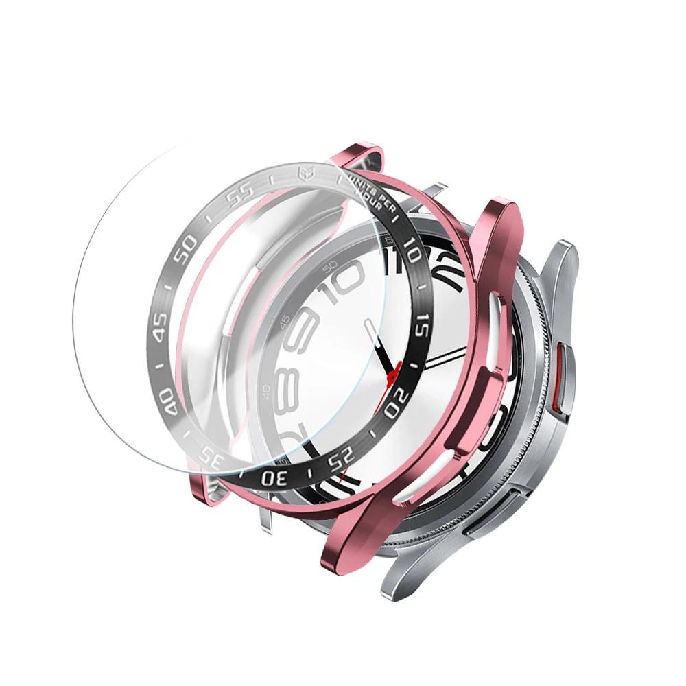 Tempered Glass+Bezel+Case for Samsung Watch 6 Classic 43mm 47mm Cover TPU Bumper All-Around Protector Clear Scratch Screen Shell