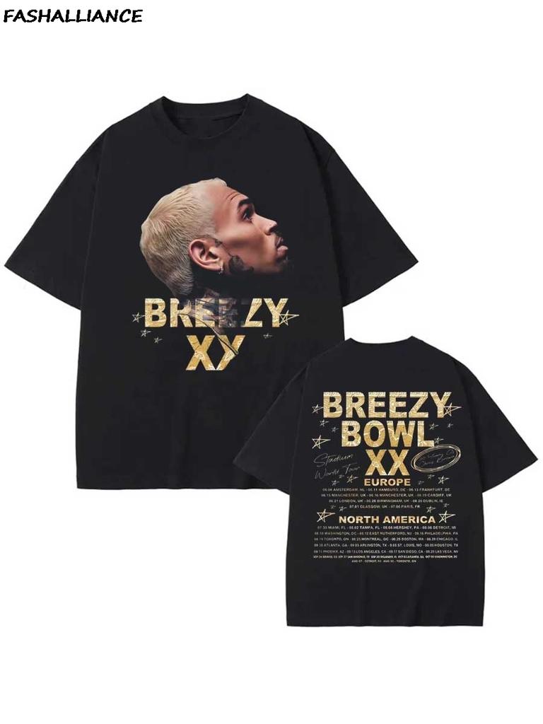 Chris Brown Tag Tshirt Breezy Bowl Xx Tour 2025 Tshirts Unisex Hiphop Short Sleeve T Shirt Streetwear Fans Gift Cb26