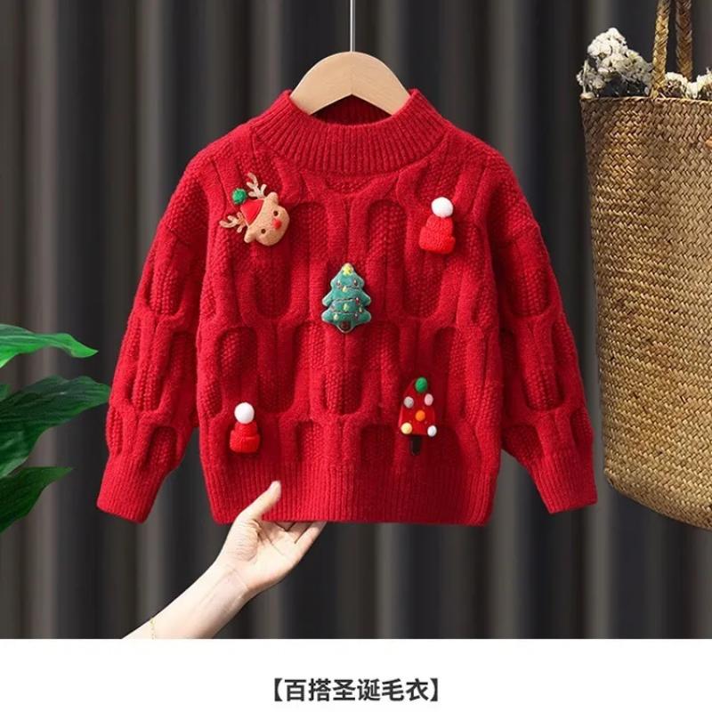 Kinder Kleidung Mädchen Pullover Winter Tops Herbst Baby Warme Gestrickte Pullover Kind Weihnachten Kleidung 2-8 Jahre Alt