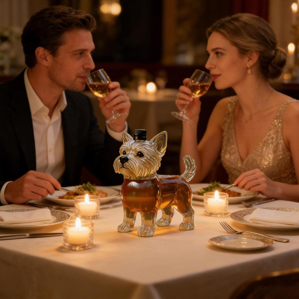 Süßer Hund Whiskey-Karaffe 350ml Hohe Transparenz Getränkebehälter Glas Whiskey-Karaffe Flasche Für Familientreffen Party