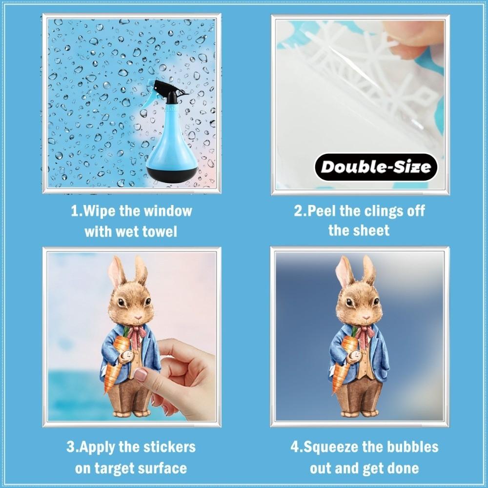 Waterproof Easter Egg Window Decals Creative Easter Bunny Static Cling Decal  Window Decoration