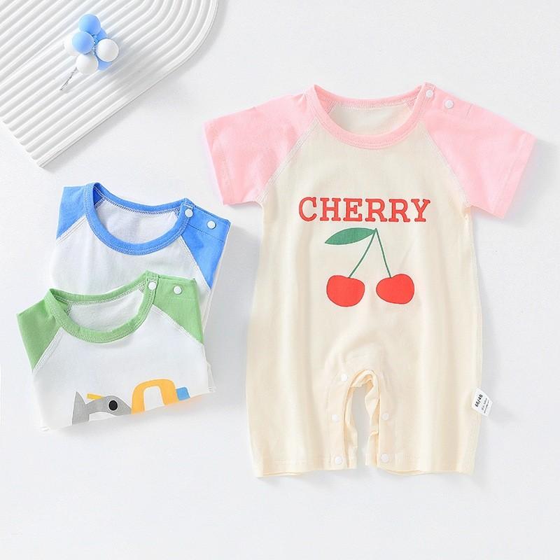 Baby Cotton Short Sleeve Romper With Bonefree Shoulder Closure For Newborns Summer Wear