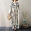 DIMANAF 2025 Women Plus Size Spring Long Dress Loose Basic Printing Vintage Casual Floral Oversize Long Sleeve Maxi
