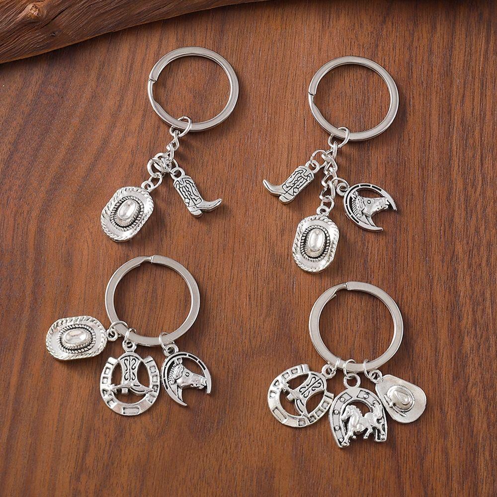 

Cute Animal Horse Pendant Key Chain Running Horse Unique Cowboy Hat Boots Keyring Purse Keychain style 4
