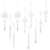 10 Pcs Crystal Snowflake Icicle Ornaments Clear Acrylic Christmas Ornaments for Christmas Tree Winter New Year Party Decor