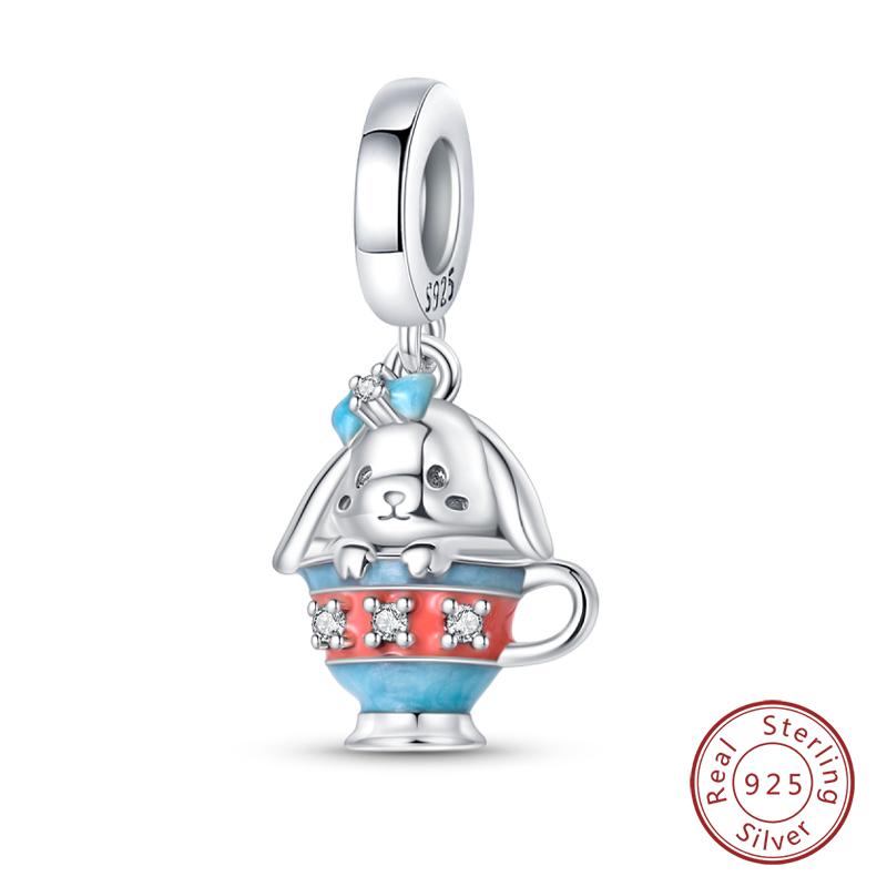 Fashion Copper Vacation Surfing Cats Cute Pink Rabbit Animal Charms Pendants Fit Qikaola Bracelets Fine Diy Jewelry