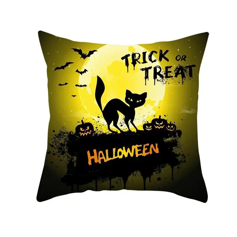Halloween decorative cushion funny cat pillow sleeve is suitable for home living room sofa waist cushion bedroom decoration