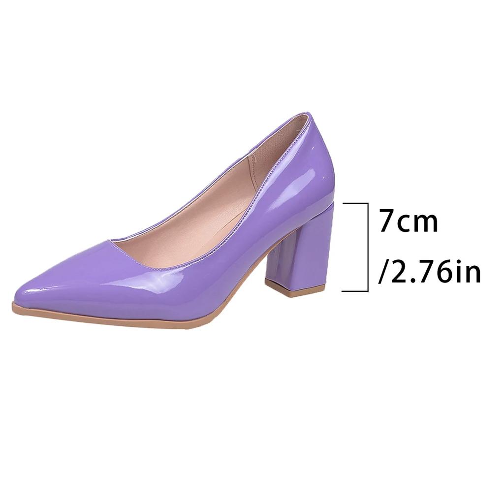 Módní fialové vysoké podpatky 2024 nové ležérní a módní dámské lodičky stabilní čtvercový podpatek dámské společenské boty plus velikost 34-43 černé podpatky