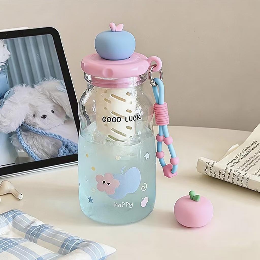 Water bottle1011 spring new high-value cute cartoon large-capacity children's straw cup portable large-capacity plastic cup