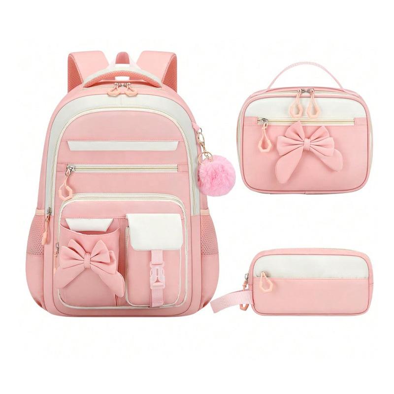 3 stuks/set basisschool strik schooltassen grote capaciteit schattige rugzak voor middelbare scholieren met etui lunchbox set