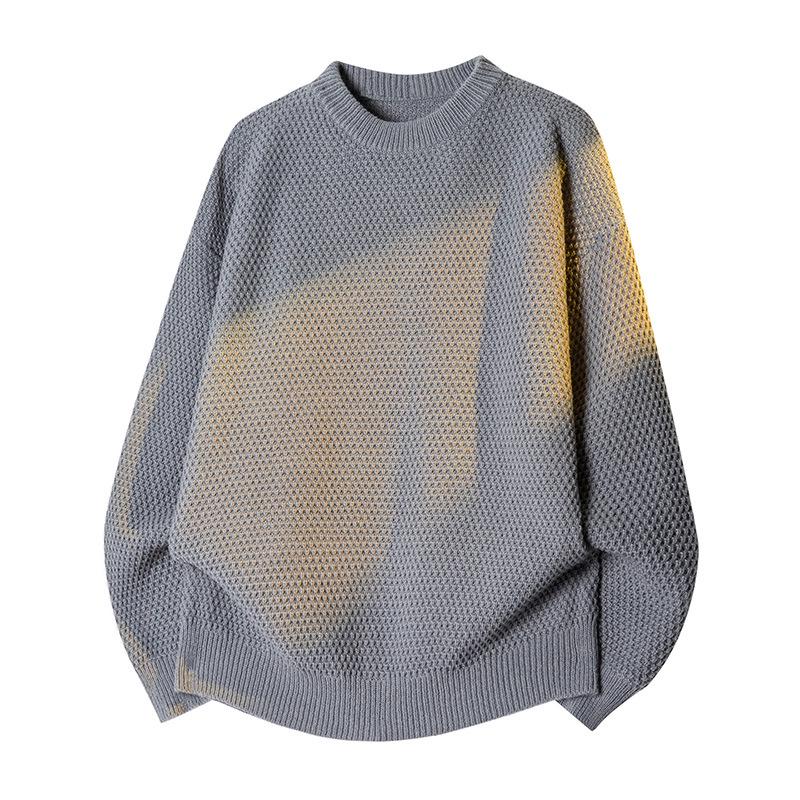 

Men s Heavyweight Chunky Knit Sweater - Ribbed Texture, Solid Color, Loose Fit, Round Neck Cardigan for Autumn/Winter. 4XL сірий колір