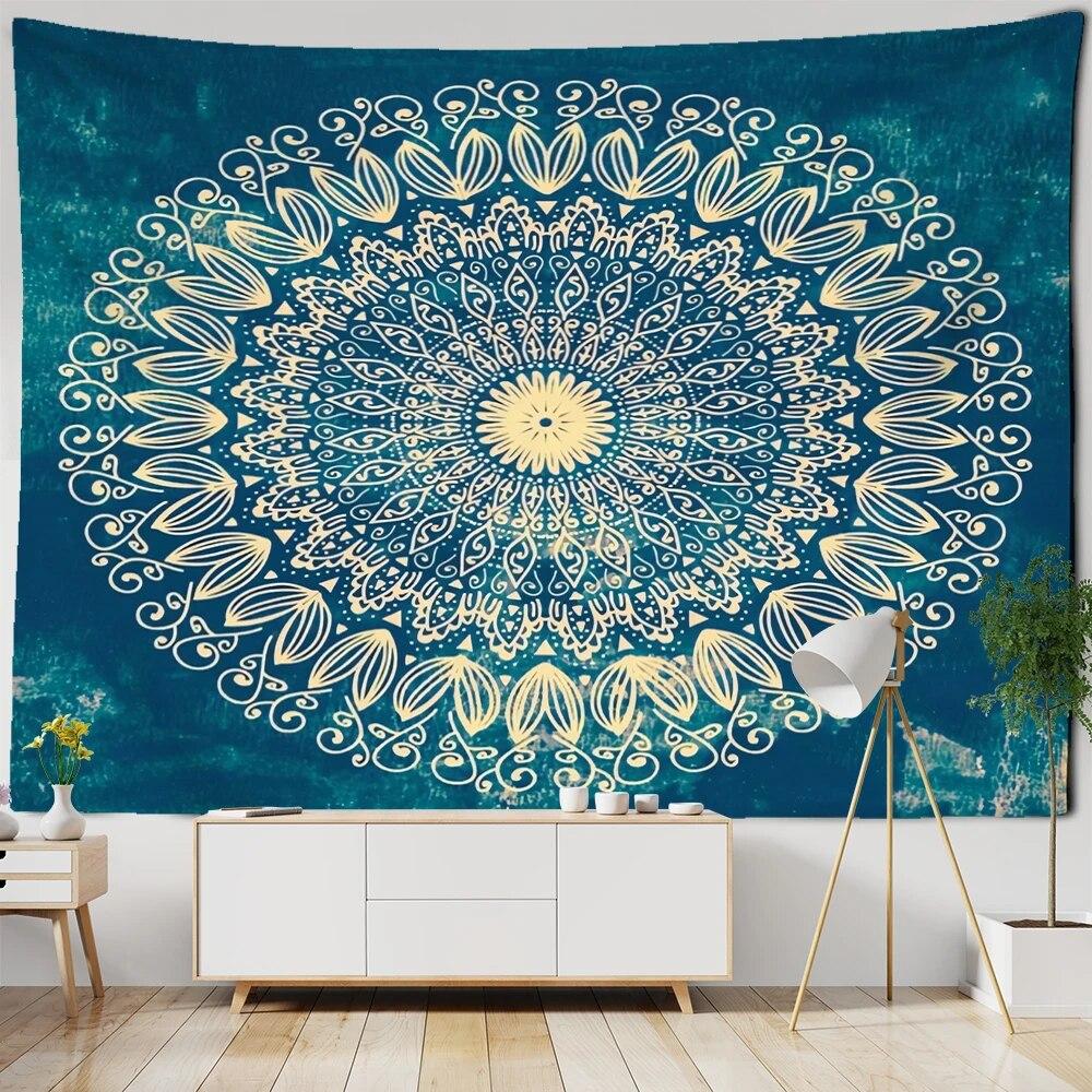 Tapiserie cu mandala, agățat pe perete, vrăjitorie mistică, boemă, psihedelic, hippie, artă, tapiz, dormitor, decor acasă