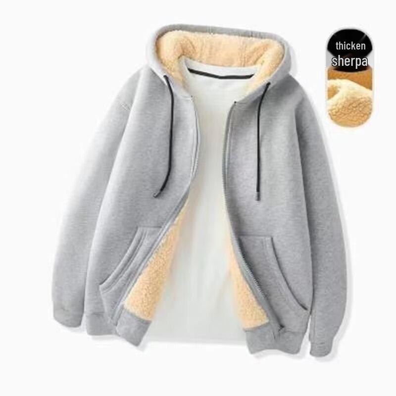 Men's Lambswool Cotton Coat, Plus Velvet, Thickened Loose Fit, Korean Style, Autumn/Winter Trendy Jacket