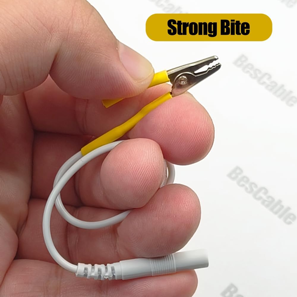 24pcs TENS Wire Cable Clip - BesCable Electrode Leader Wires with Alligator Clips for TENS Unit Physiotherapy Machine - 2.0mm Pin Female to Alligator