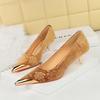 Fashion Women Heels Metal Pointed Women Pumps Fashion Kitten Heels Sexy Party Shoes Women Suede Knurling Lady Heels Luxury Wedding Shoes