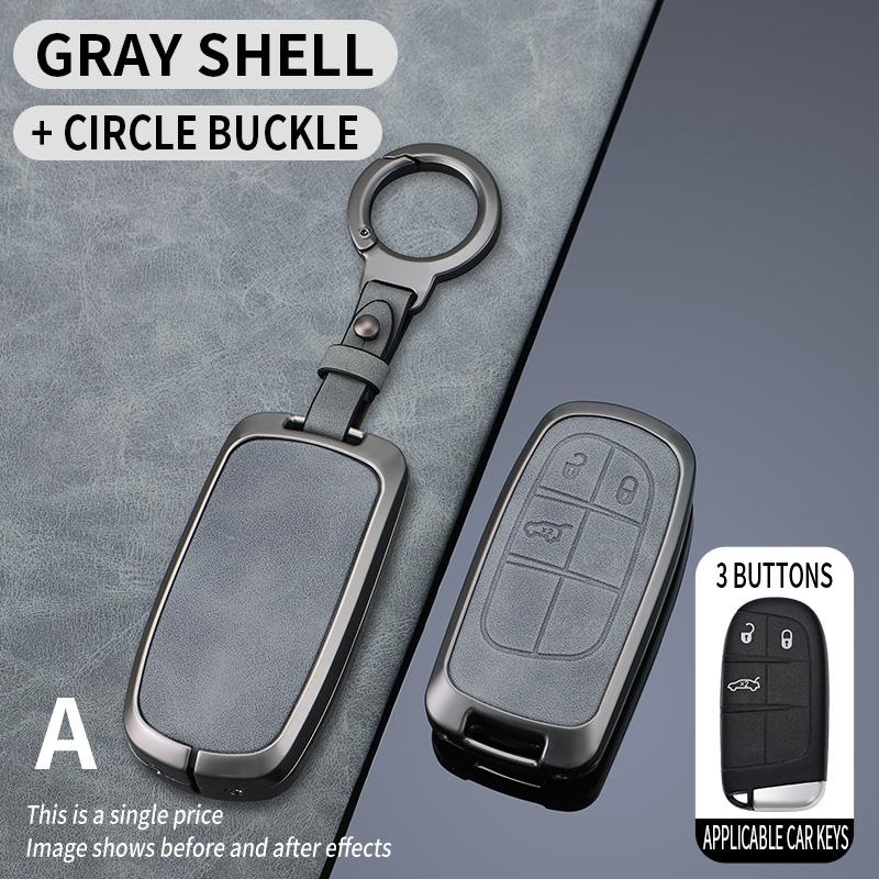 Metal + Leather Car Key Cover Case Fob For Jeep Renegade Compass Grand Cherokee For Chrysler 300C Wrangler Dodge Car Accessaries