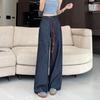Women's Retro High-Waisted Faux Denim Pants - Slimming Belted Straight-Leg, Casual Spring 2026 Collection