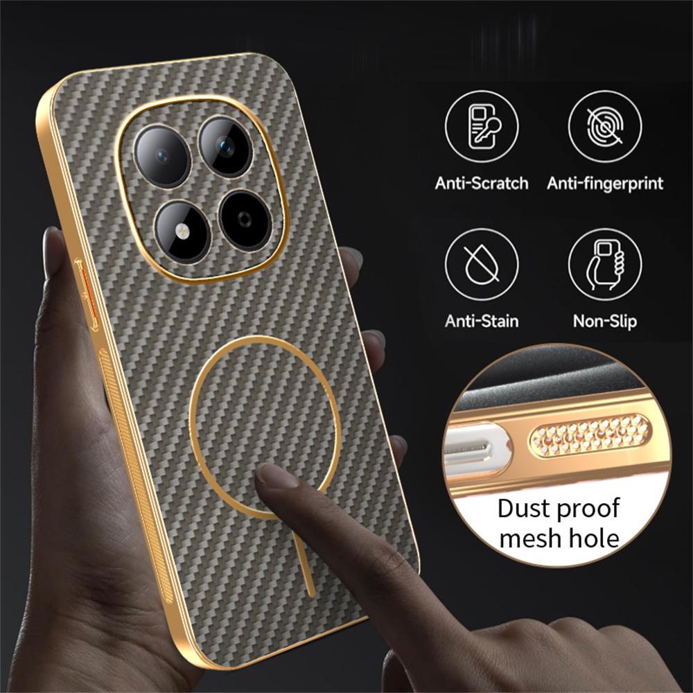 For Xiaomi Redmi Note 15 Pro 5G Phone Case Carbon Fiber Textured Electroplated TPU Back Cover