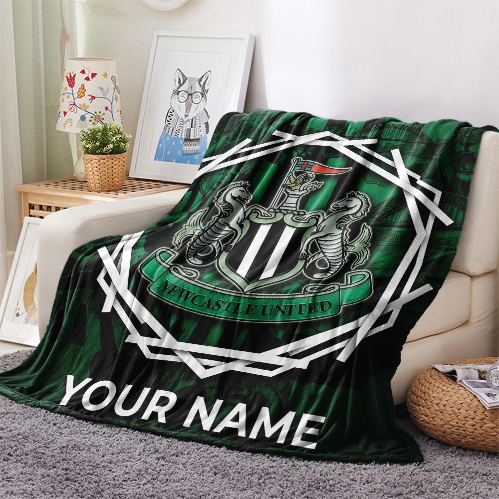 Custom Name Newcastle United Flannel Blanket, High Quality Comfortable for All Seasons, Home Decor, Warmth and Comfort