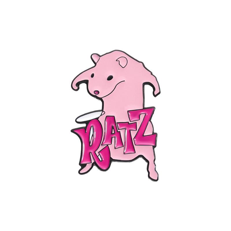 

Cartoon Pink Adorable Sheep Letter Ratz Alloy Brooch Cute Animal Pin Gift Accessory