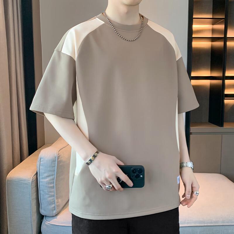 Men s Color-Block Ice Silk Cool-Feel Short Sleeve T-Shirt XL