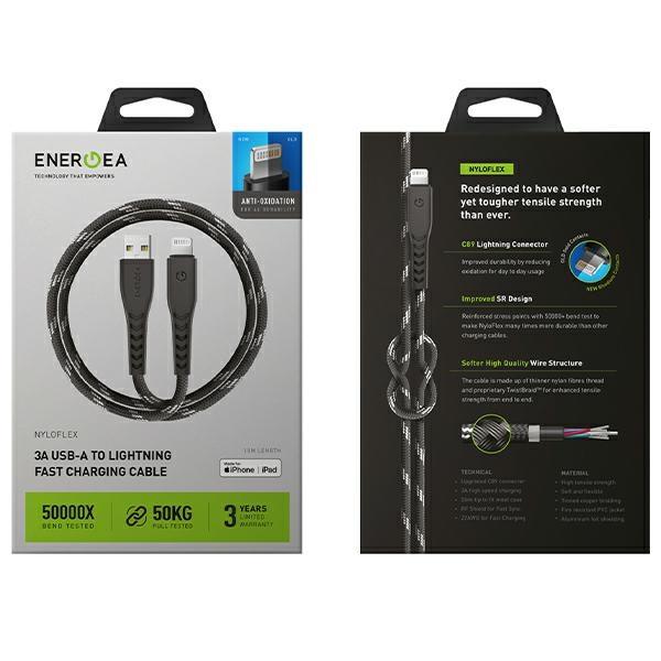 Energea Kabel Nyloflex Usb - Lightningcharge And Sync C89 Mfi 1.5M Czarny/Black