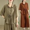 Large Size Suit Women's Summer Loose T-Shirt Set Fat Sister Wide-Leg Pants 2PCS Skinny Casual Two-Piece Female Outfit