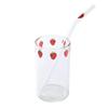 Tazza in Vetro Fragola Carina Resistente al Calore per Caffè Latte Acqua con Coperchio e Cannuccia Trasparente Carina Tazza con Cannuccia per Succhi Smoothie Bevande Fredde