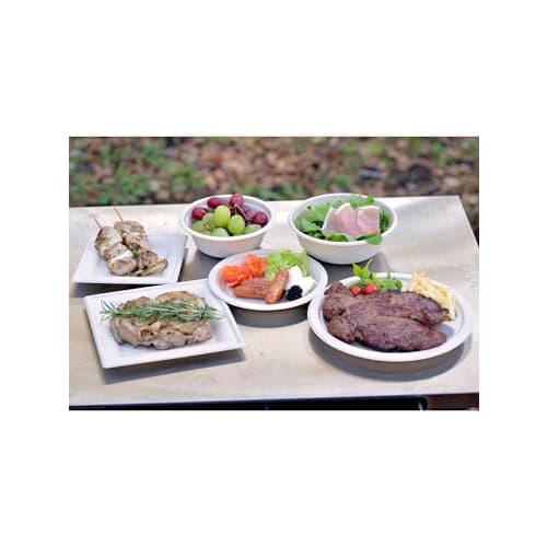 Strix Design Disposable Deep Paper Plates and Bowls, 100 count (2 packs of 50), 15.5cm, Unbleached, Water and Oil Resistant, Microwaveable, Stylish, C