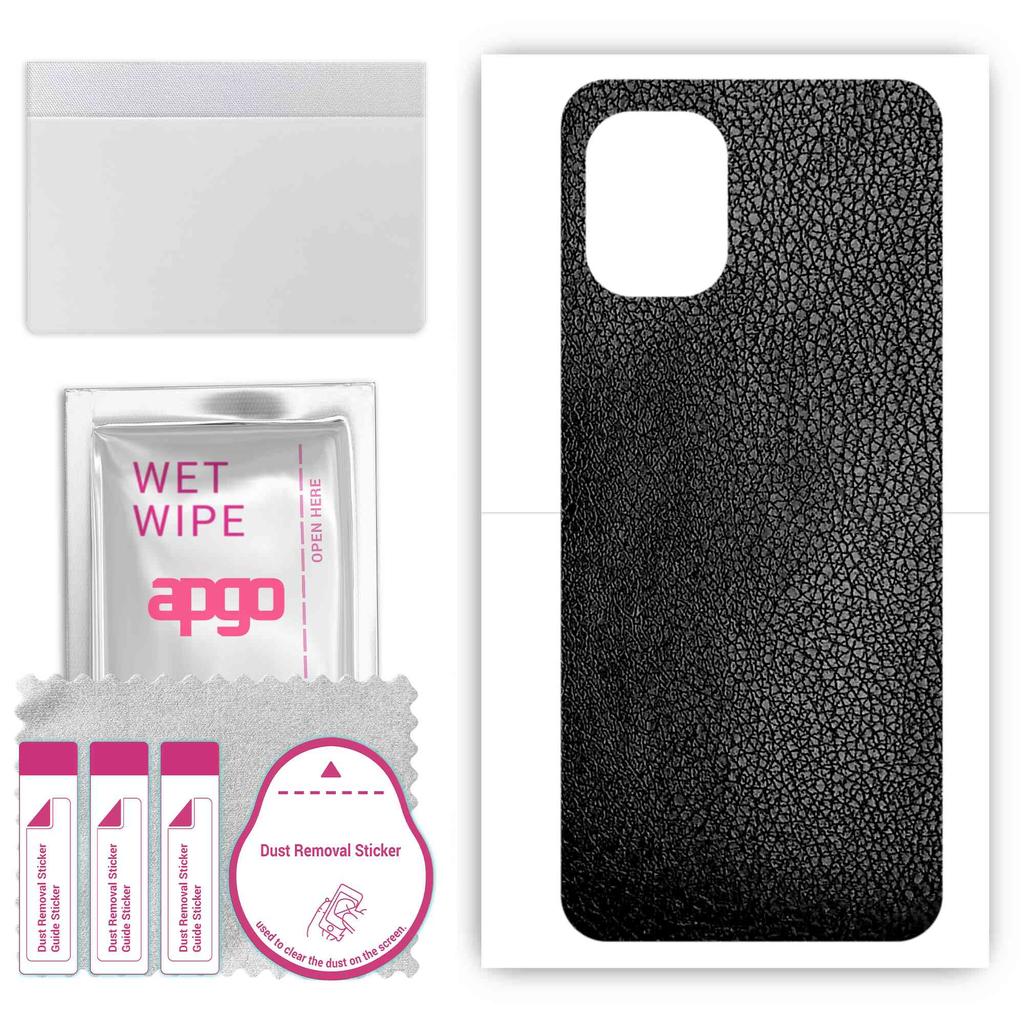 apgo Autocolant Skin Protector pentru spate compatibil cu Umidigi Power 7 Max, Folie Wrap, Folie, Vinil - Model Piele Neagră