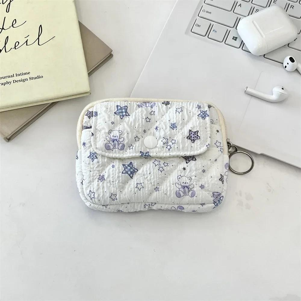 Cartoon Printing Mini Canvas Coin Purse Multifuctional Small Lipstick Bag Jewelry Packing Bag Card Holder
