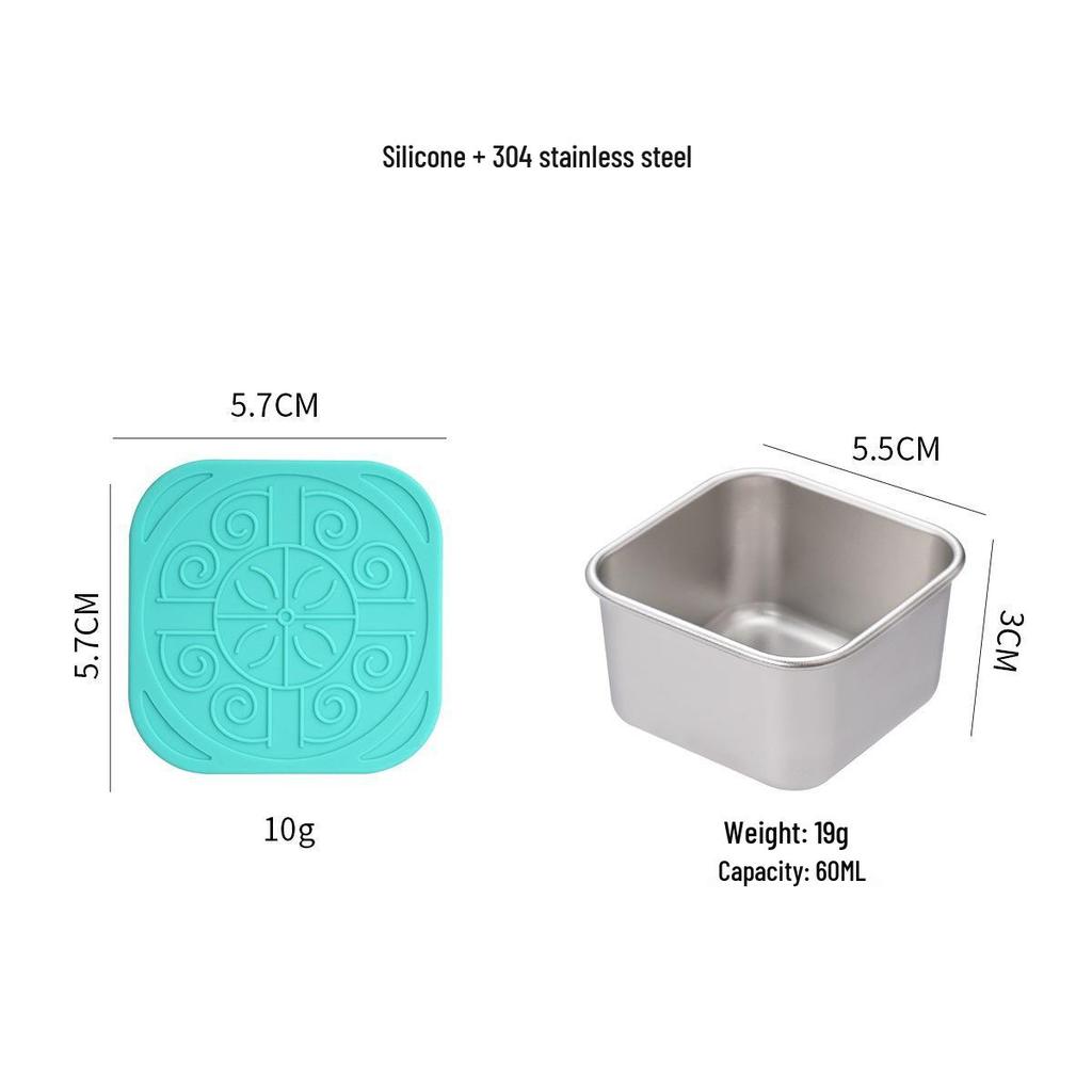 Stainless Steel Sauce Dish with Silicone Lid – Portable Outdoor Dipping Dish for Salad and Seasoning