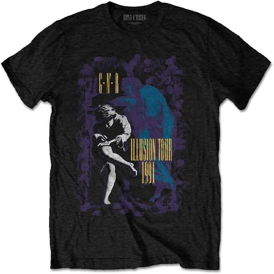 

Guns N’ Roses Men s Illusion Tour 91 Slim Fit T-Shirt Small Black XXXXXL чорний
