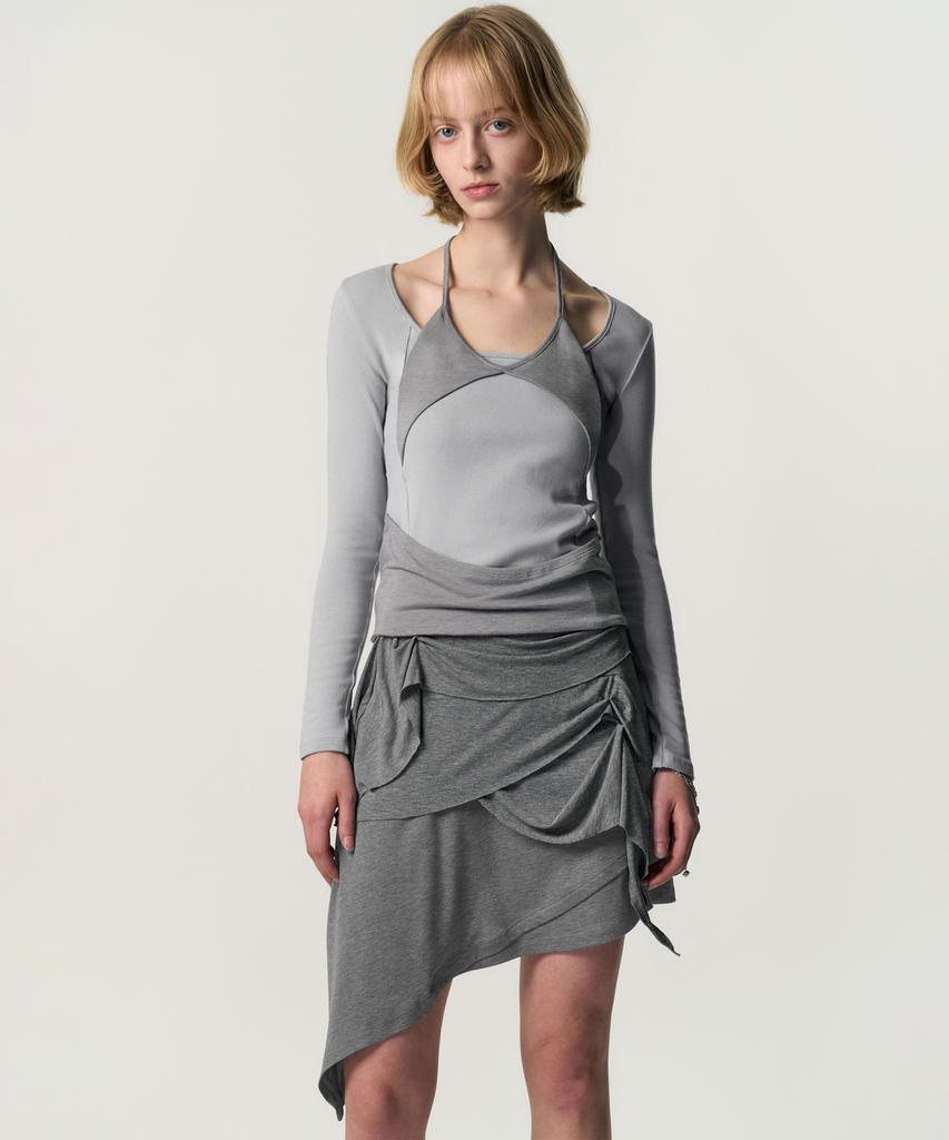 Kimjisu Soft-Drape Jersey Skirt_Grey