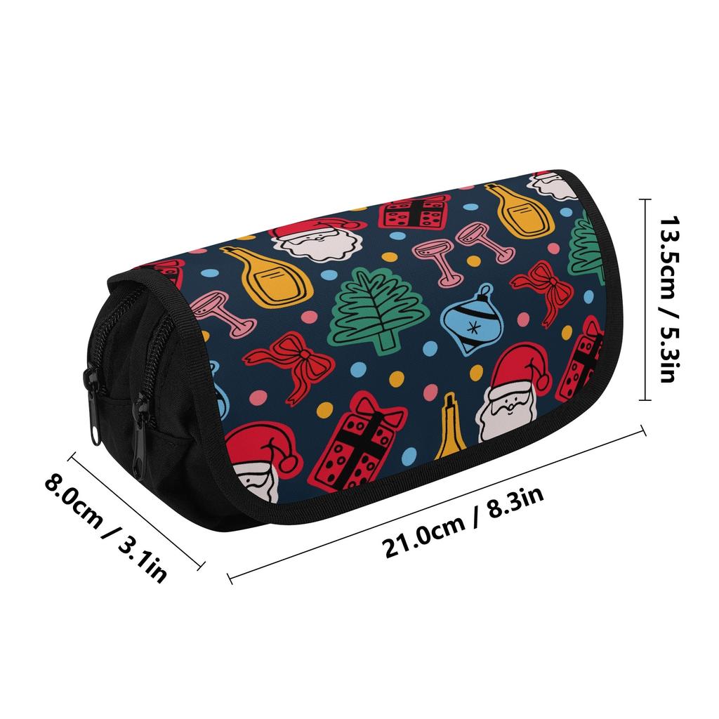 Pen Case Two Compartment Zipper Closure 300D Polyester with Two Compartments for Pens Ruler Earphones Students for Boys Girls