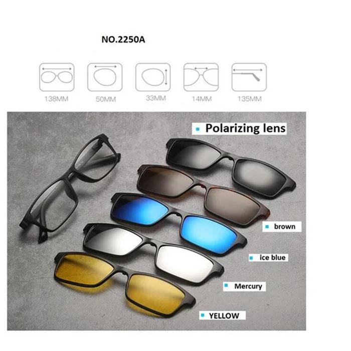 GSBJXZ Fashion Myopia Clip Sunglasses Men Women With 5 Clip On Sunglasses Polarized Prescription Glasses 0 -0.5 -0.75 To -4.0 0