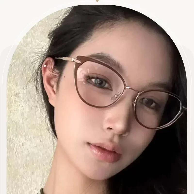 New Fashionable Cat Eye Women'S Myopia Glasses Retro Neutral High Quality Luxury Versatile Anti Blue Light Glasses