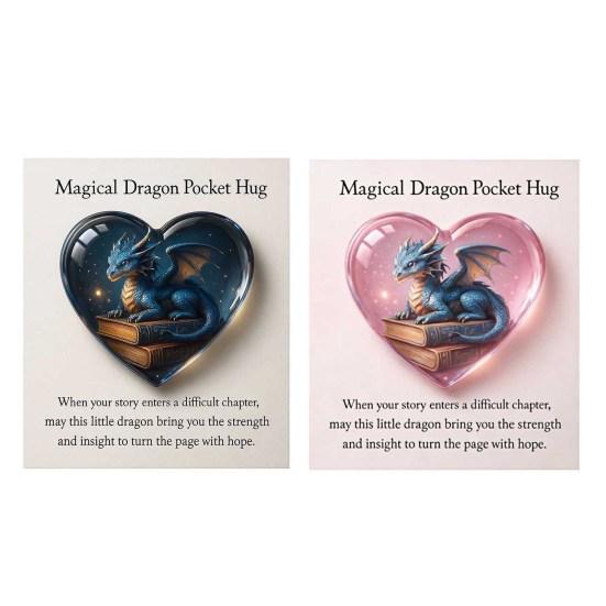 Magisk Drak Fickkram Fantasy Drakhjärta Symbol med Bokmärke Liten Känslomässigt Stöd UppmuntringsPresent för Läsare Studenter Fantasyälskare