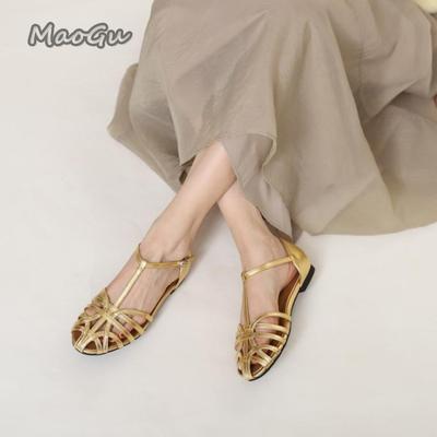 Taglia Grande 35 44 Sandali Romani Donna 2025 Estate Nuovo Gladiatore Francese Tacco Basso Donna Sandali di Lusso Zapatos De Mujer