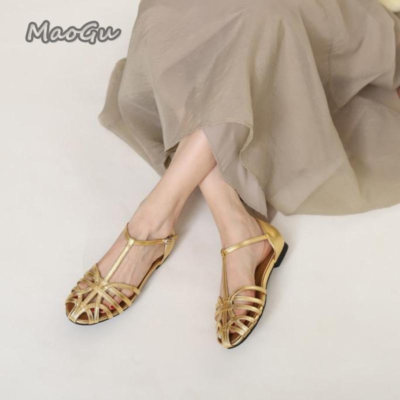 Fashion Large Size 35 44 Fashion Roman Sandals Women 2025 Summer New French Gladiator Low Heel Women Luxury Sandals Zapatos De Mujer
