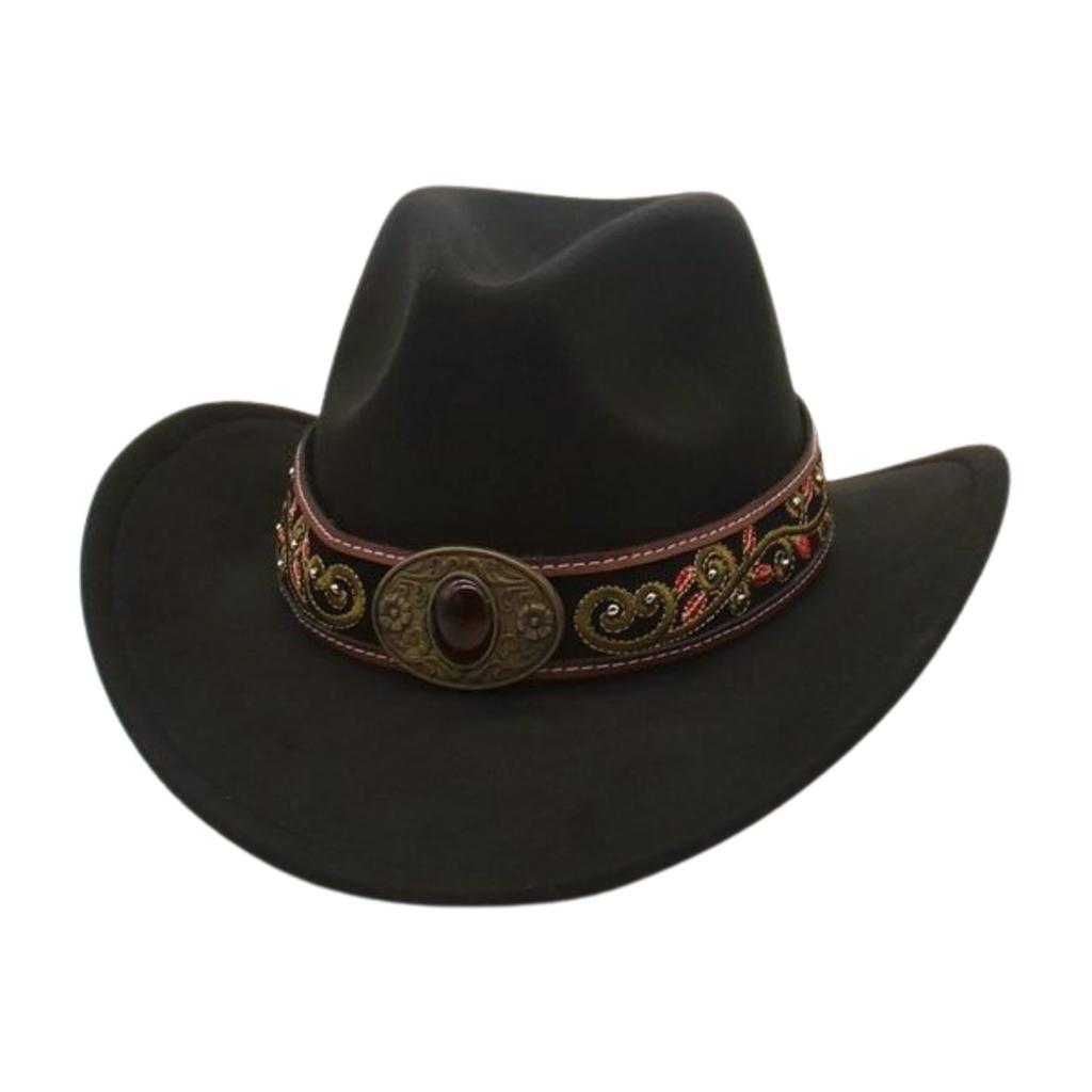 Sunshade Big Eaves Western Cowboy Hat Rolled Eaves Ethnic Style Decorative Design Felt Hat Top Hat