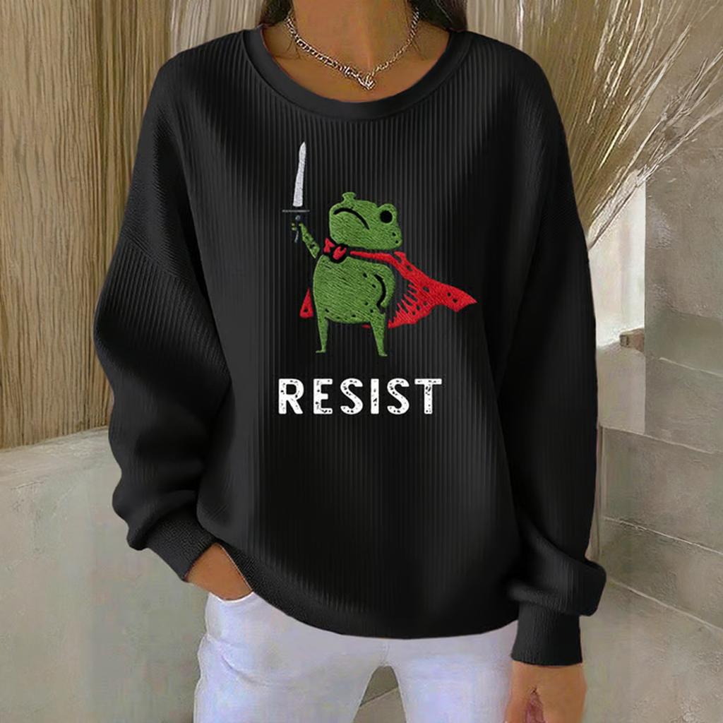 Women's Loose Comfortable Casual And Fashionable Round Neck Pattern Long Sleeved Sweatshirt