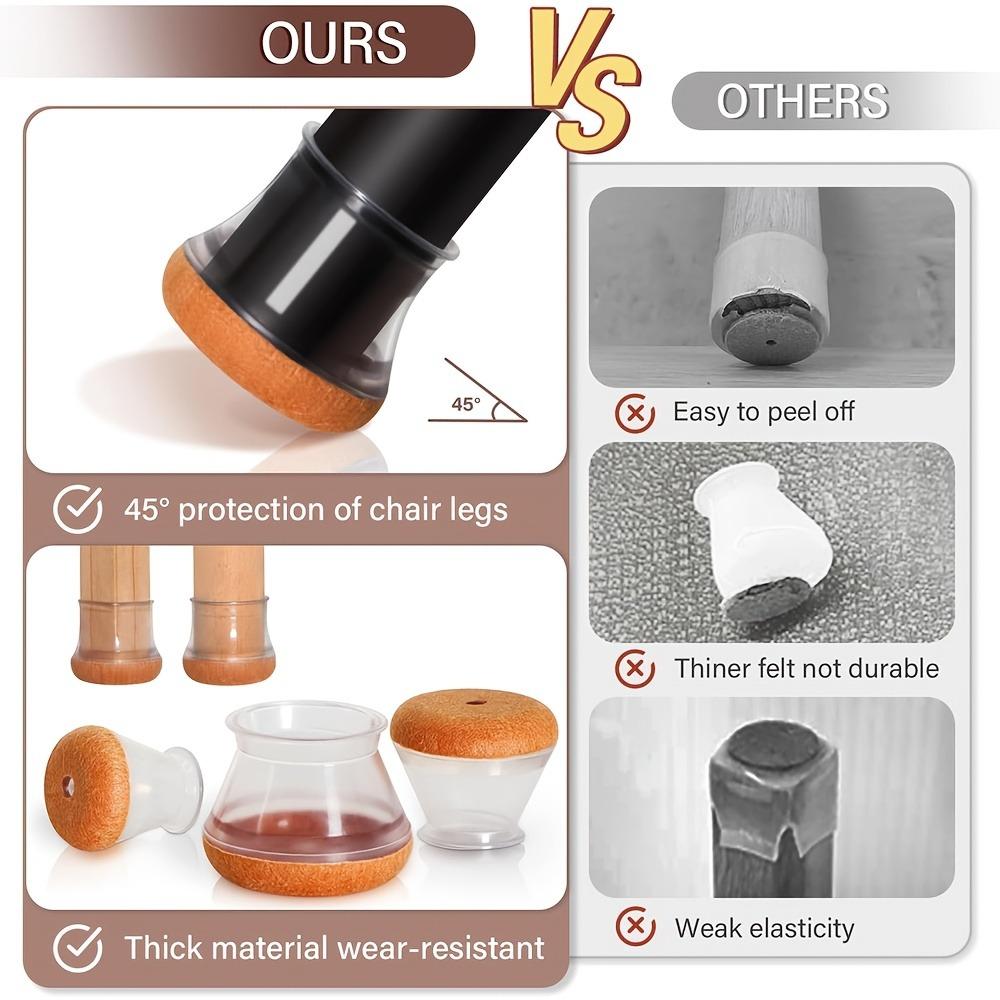 16Pcs Chair Leg Floor Protectors for Hardwood Floors Felt Furniture Pads Silicone Caps Reduce Noise