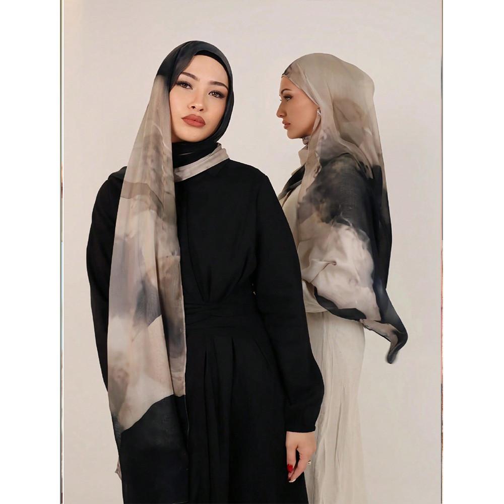 Ethnic Style Satin Polyester Shawl With Warmth Sun Shade For Women