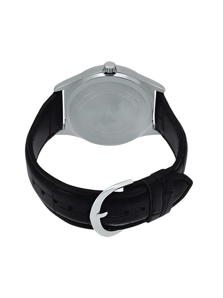 Casio - Leather Strap Black Dial with Date Men's Quartz Watch MTP-V006L-1B