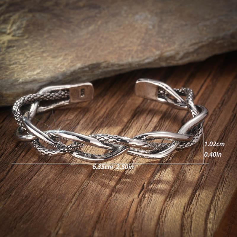 Vintage Mens Jewellery Woven Twist Texture Bracelet Bangles for Women Men Thai Silver Statement Bracelet Punk Party Jewelry Gift