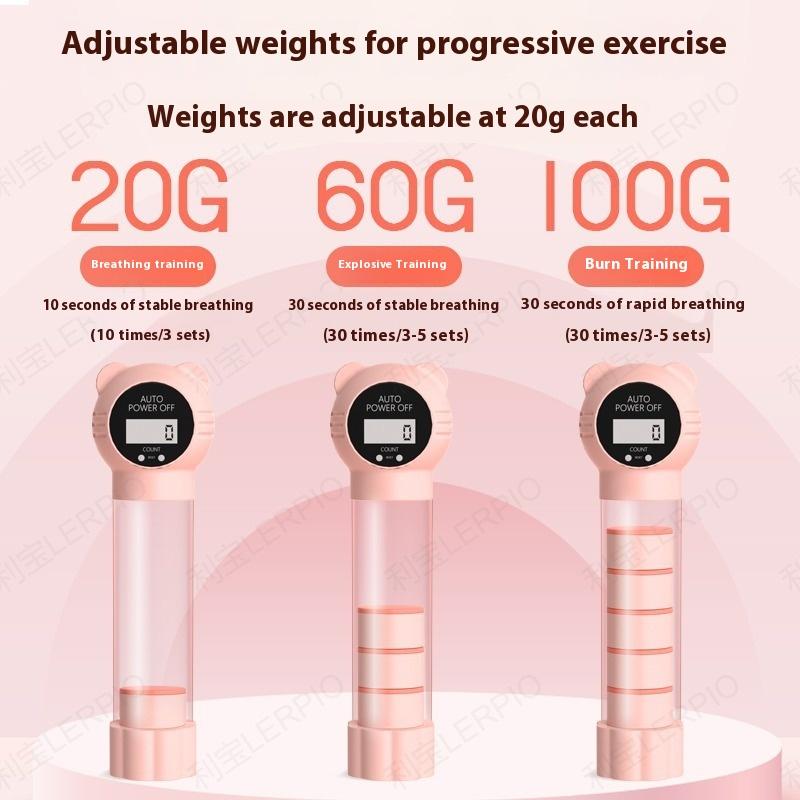 1Pc With Counter Counter Breathing Exercise Device Skin Improve Feature Adjustable Resistance Deep Breathing Dumbbell