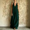 European and American new women's clothing, casual sleeveless loose pocket women's long dress